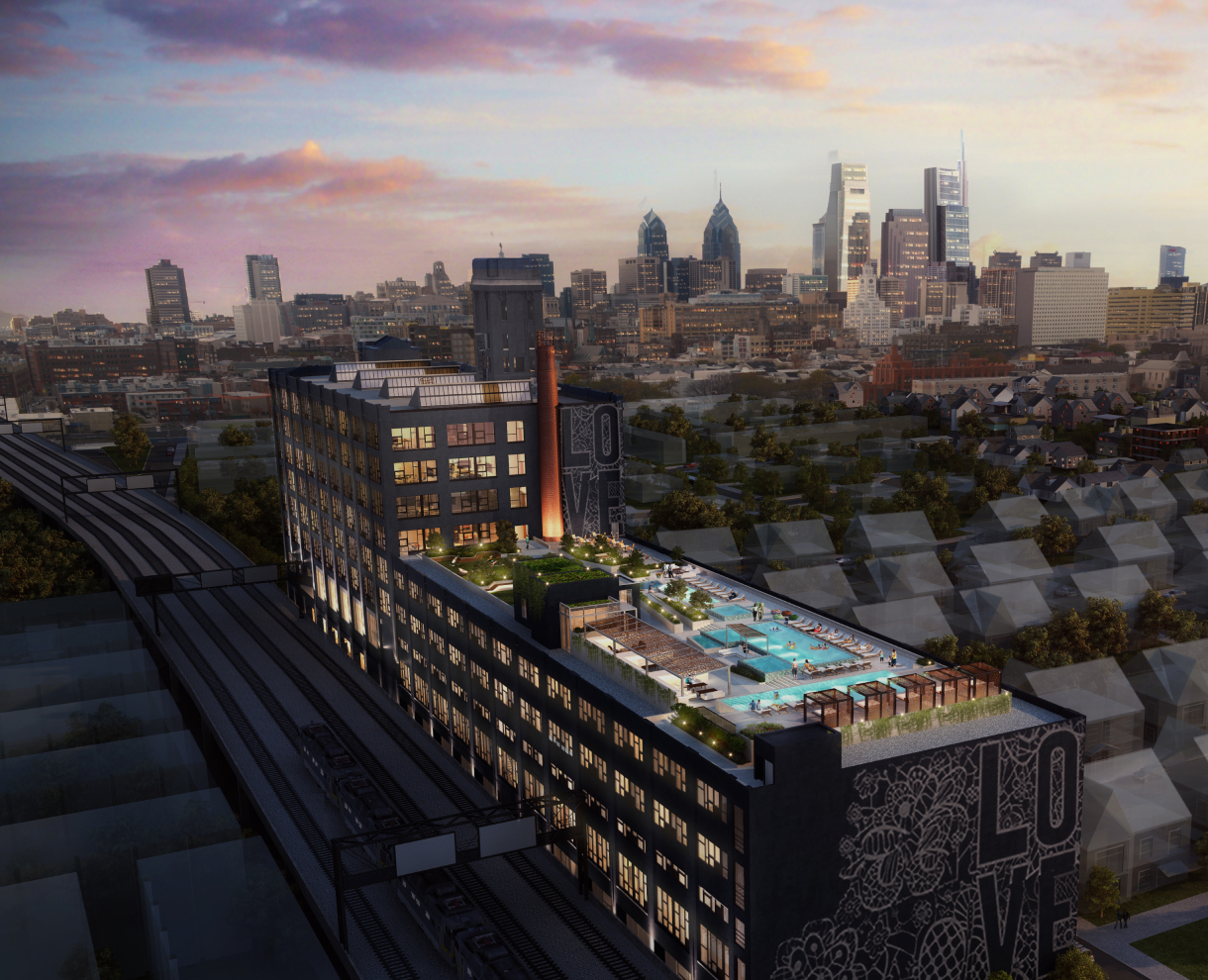 Poplar rendering image with a pool on the rooftop