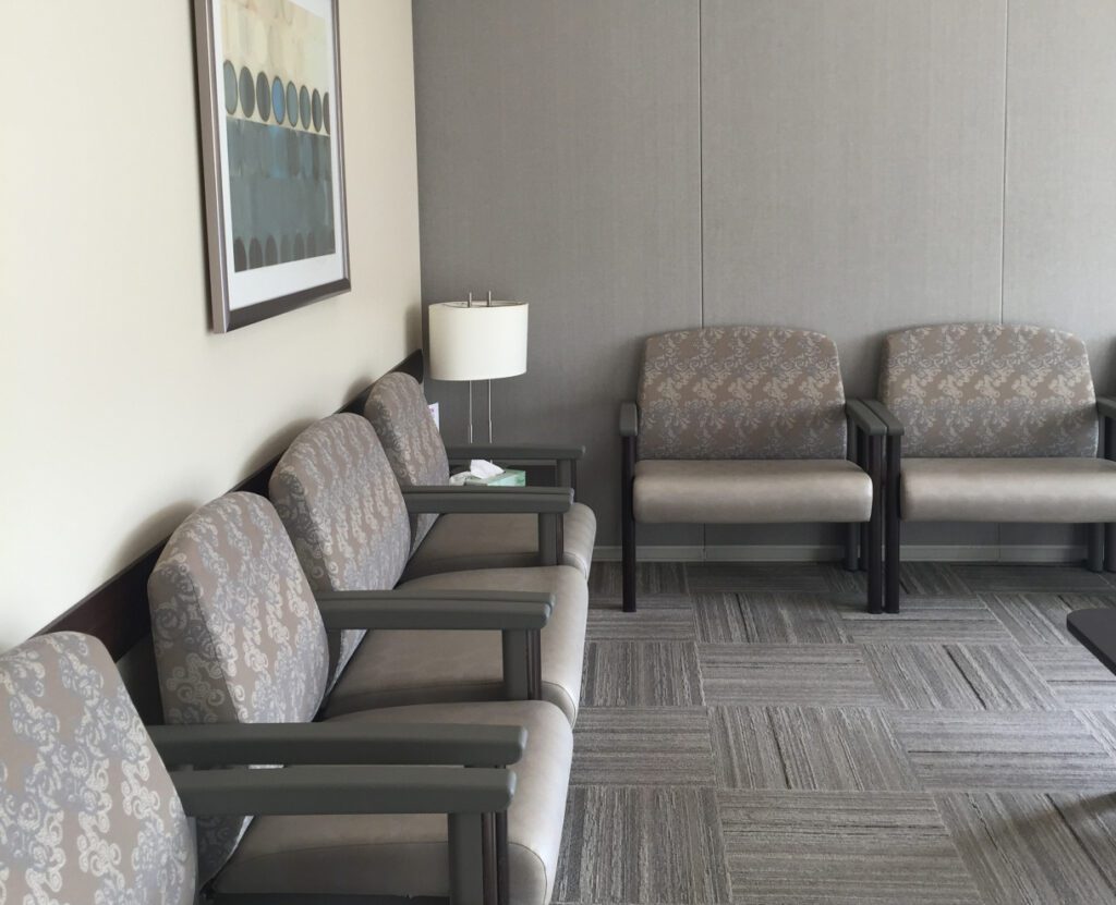 Bariatrics Center Hospital waiting room with chairs against the wall