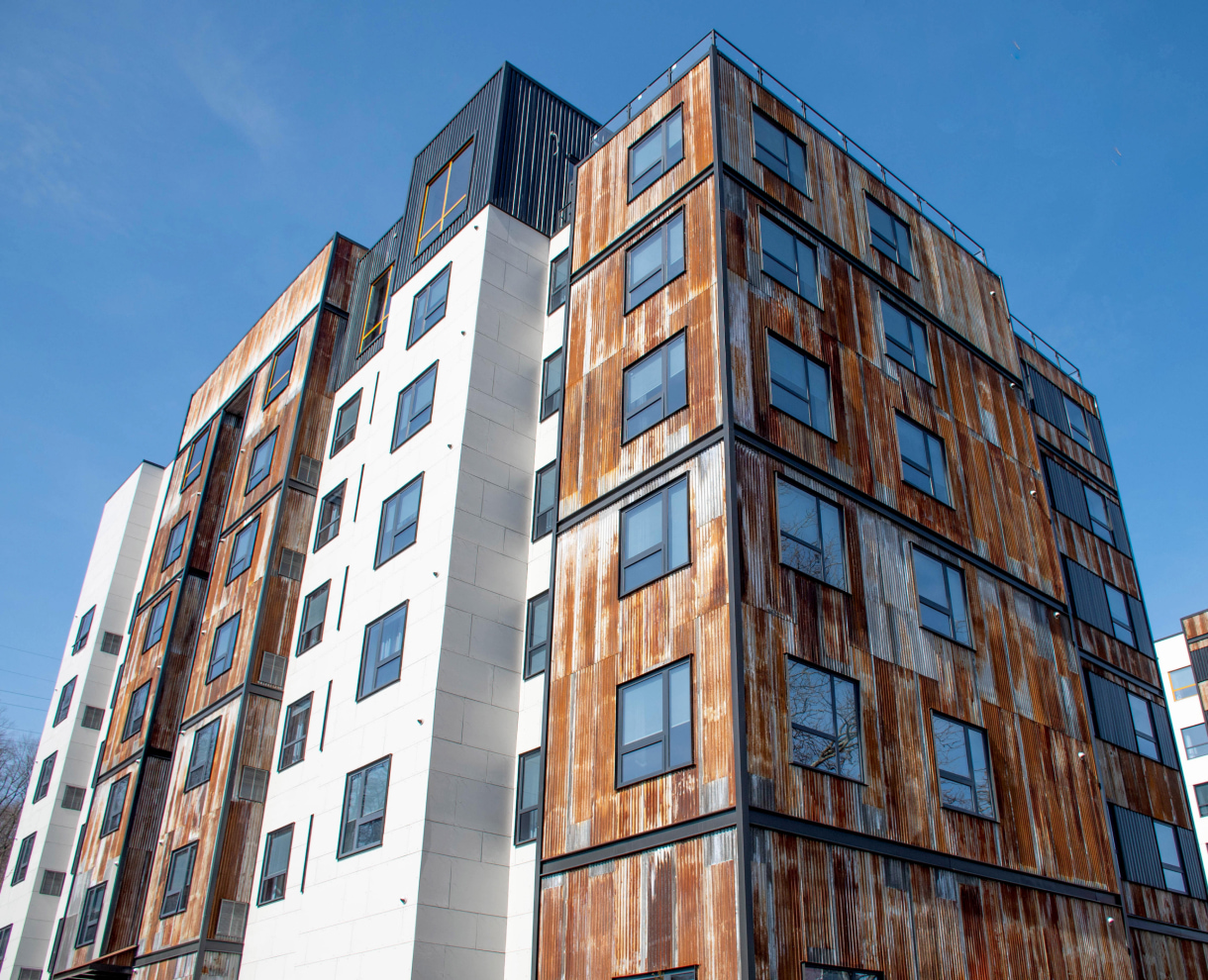 A building with metal sheets on it