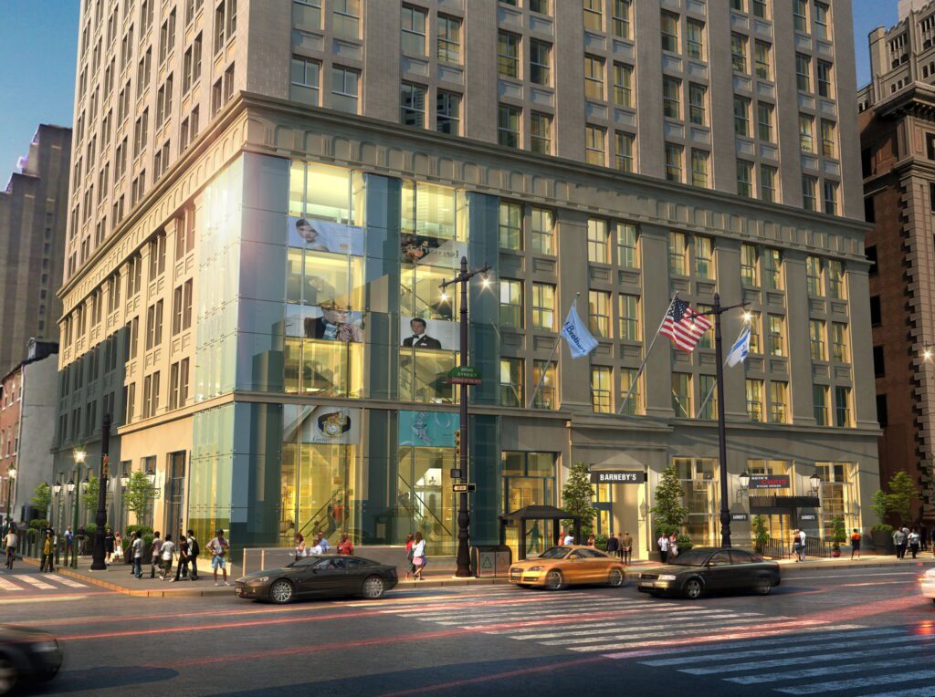 260 South Broad Street exterior with three flags and cars passing by