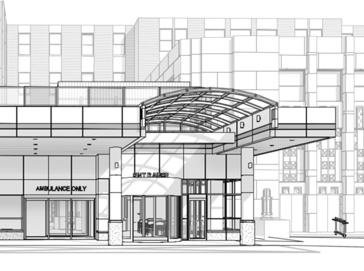 an axon rendering of the entrance to the Emergency Department