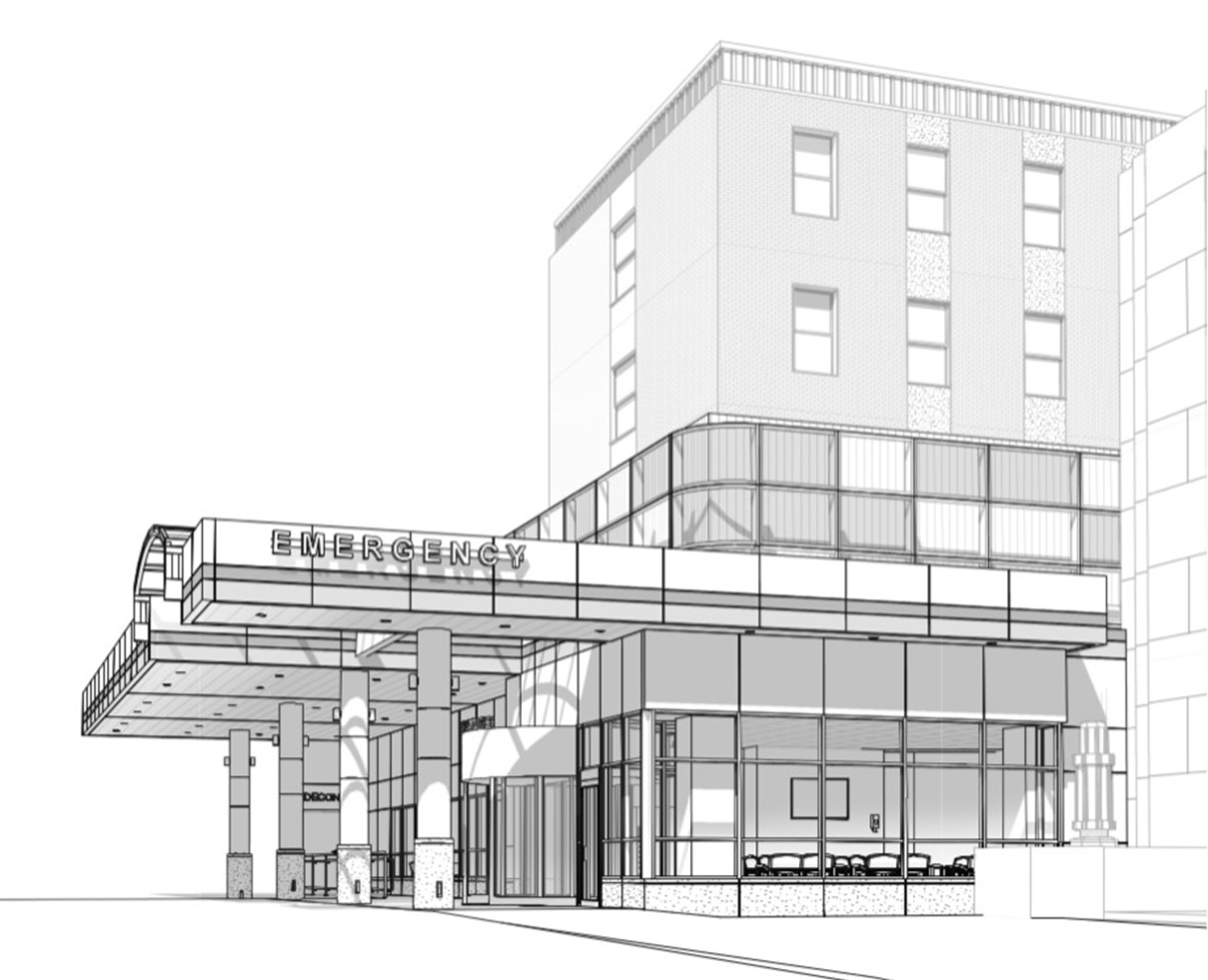 an axon rendering of the entrance to the Emergency Department